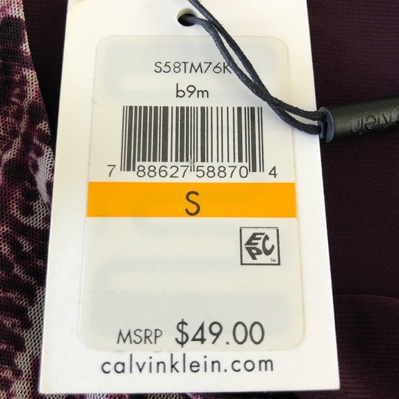 *CALVIN KLEIN* Purple Sheer Shoulder Top Size Small NWT - Picture 8 of 8